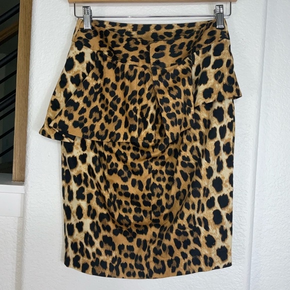 Zara Animal Print Peplum Pencil Skirt - Picture 3 of 8